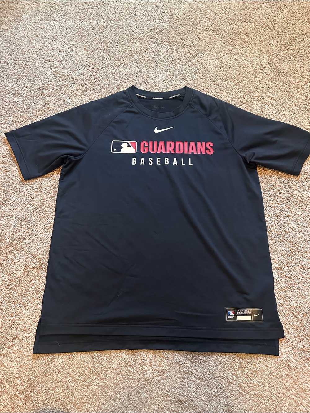 Nike Cleveland Guardians Authentic Collection Pregame Raglan Dri-FIT Shirt L